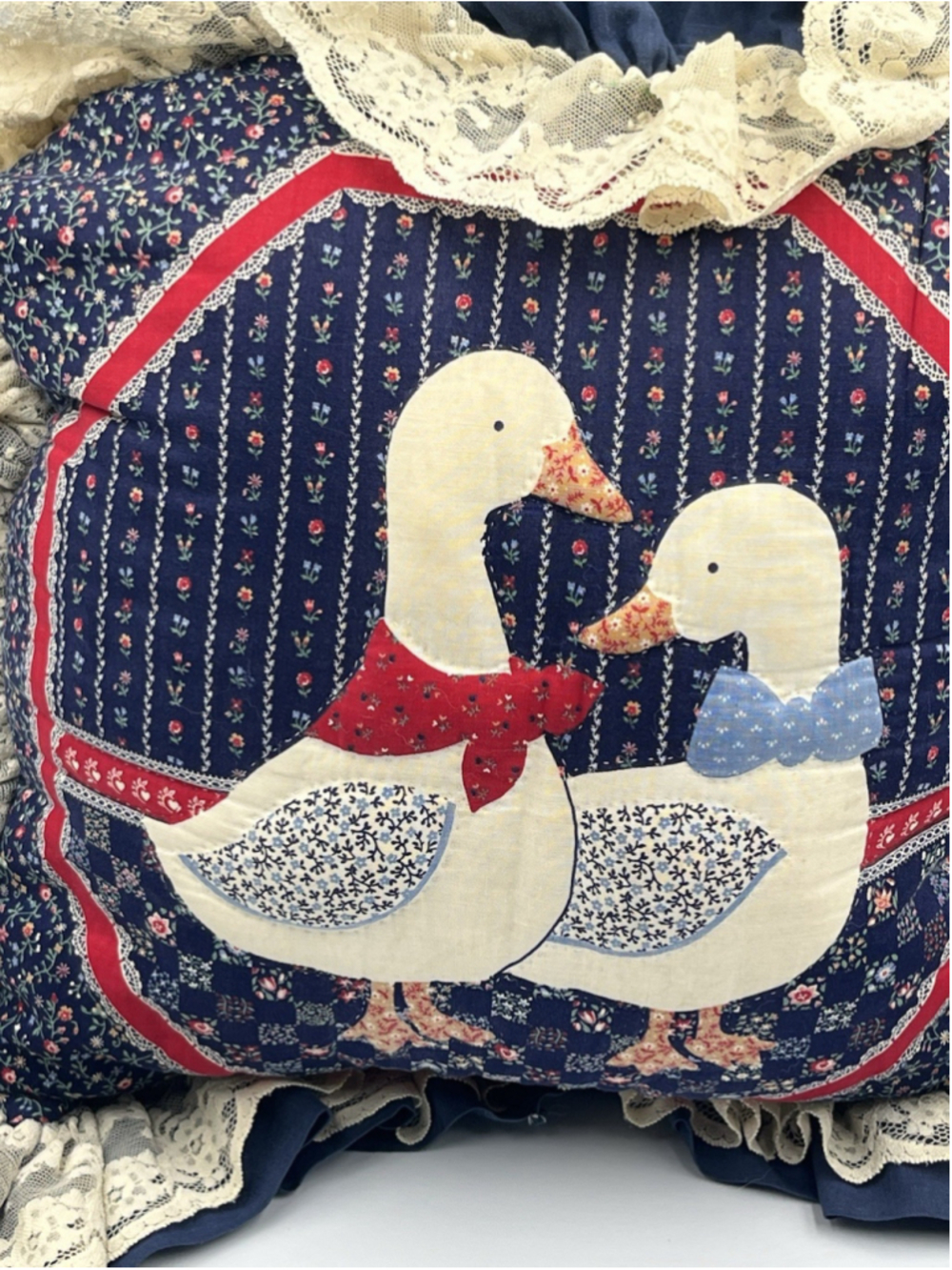 Needlework Vintage Woodland Goose Pillow Cotton HANDMADE TOSS PILLOW SEE ALL - Picture 12 of 16